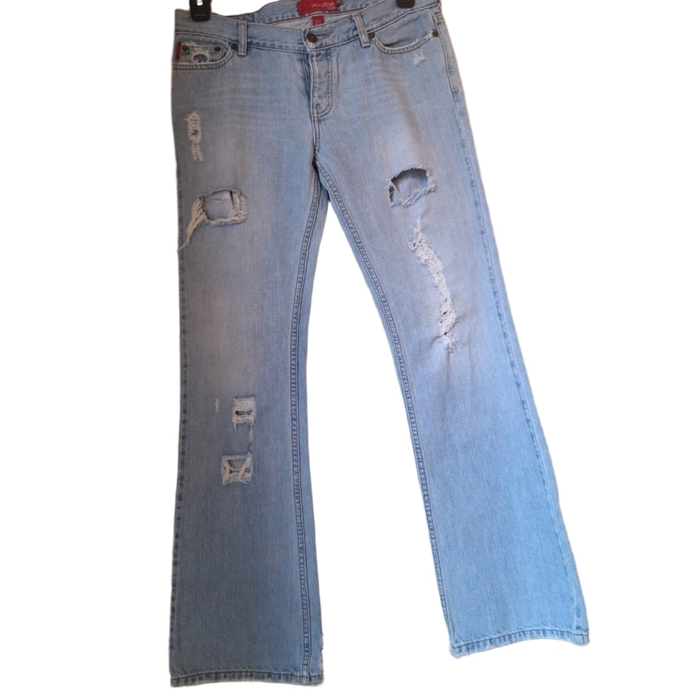Hollister Light Blue Distressed Flare Boot Cut Women Jeans 7